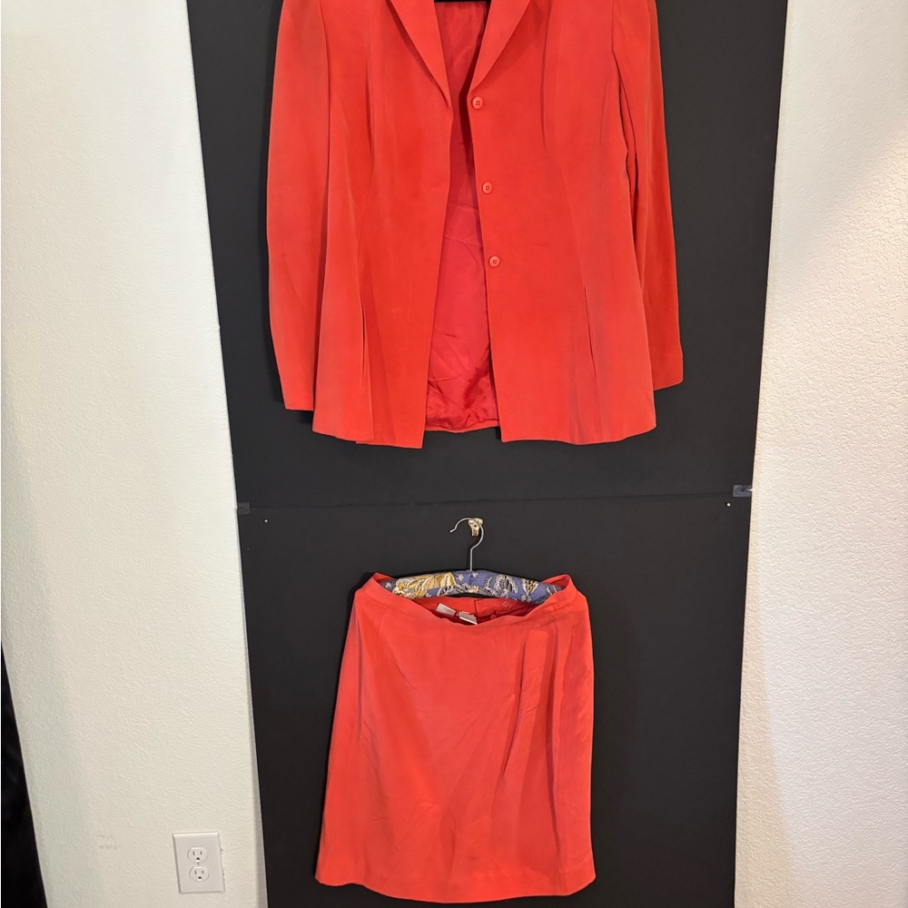 Jones New York Vibrant coral Blazer and Skirt Set